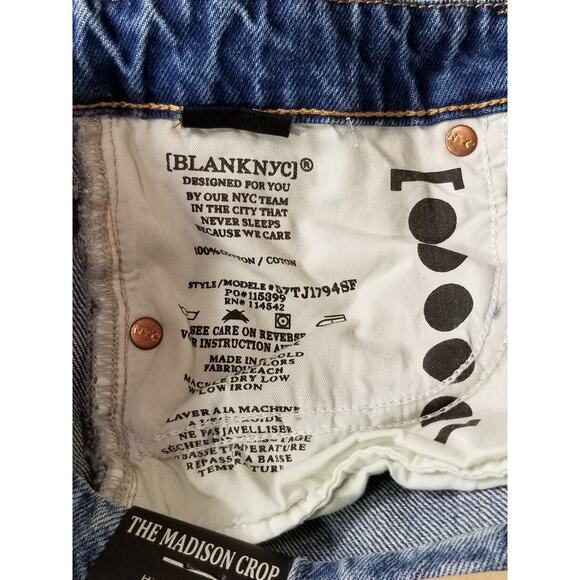 BLANKNYC The Madison Crop High Rise Blue Jeans Denim 100% Cotton Size 26 NWT - Picture 12 of 12